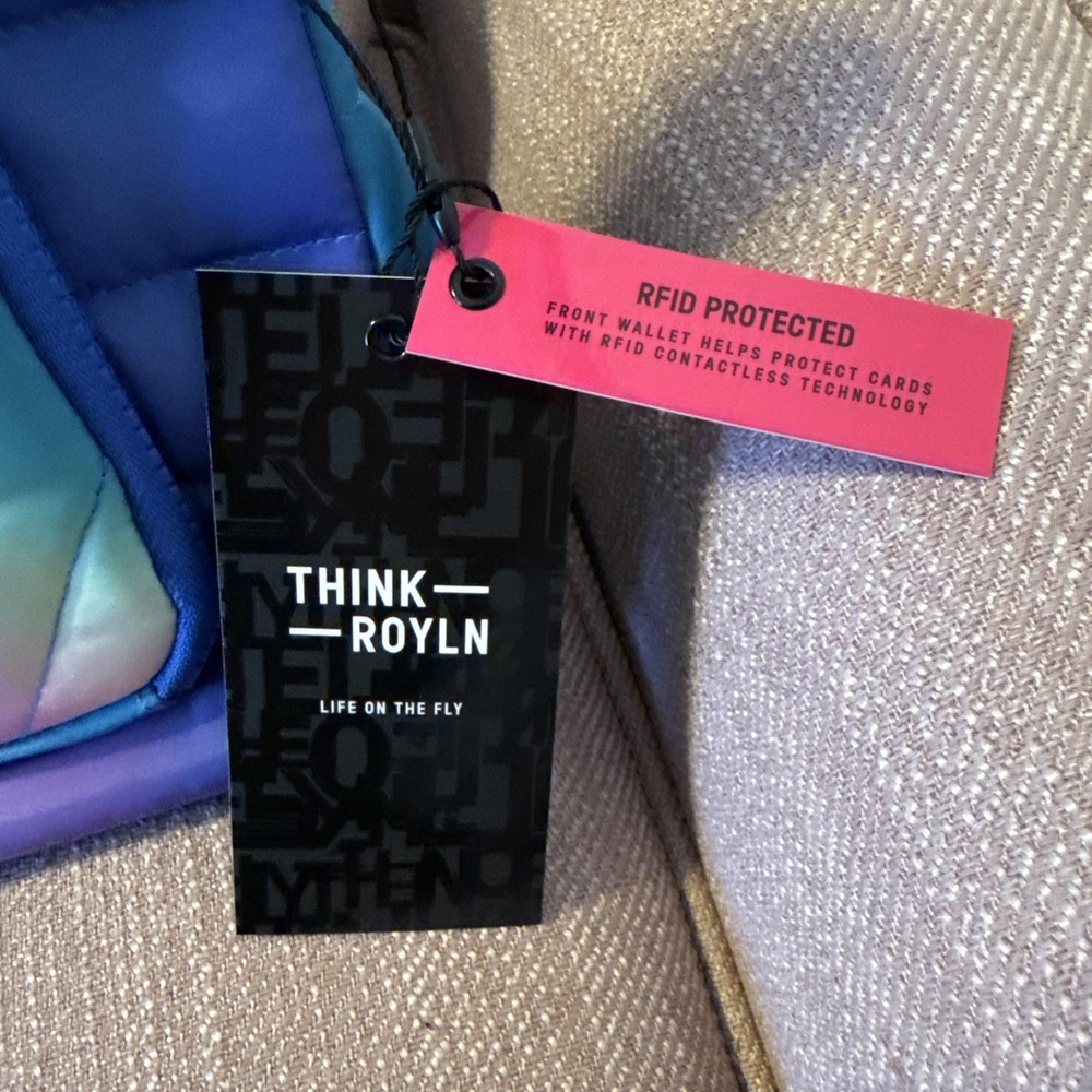 Think Royln Bank Street XL Crossbody w/Pouch Blue Lagoon Ombre Quilted RFID - Picture 2 of 15